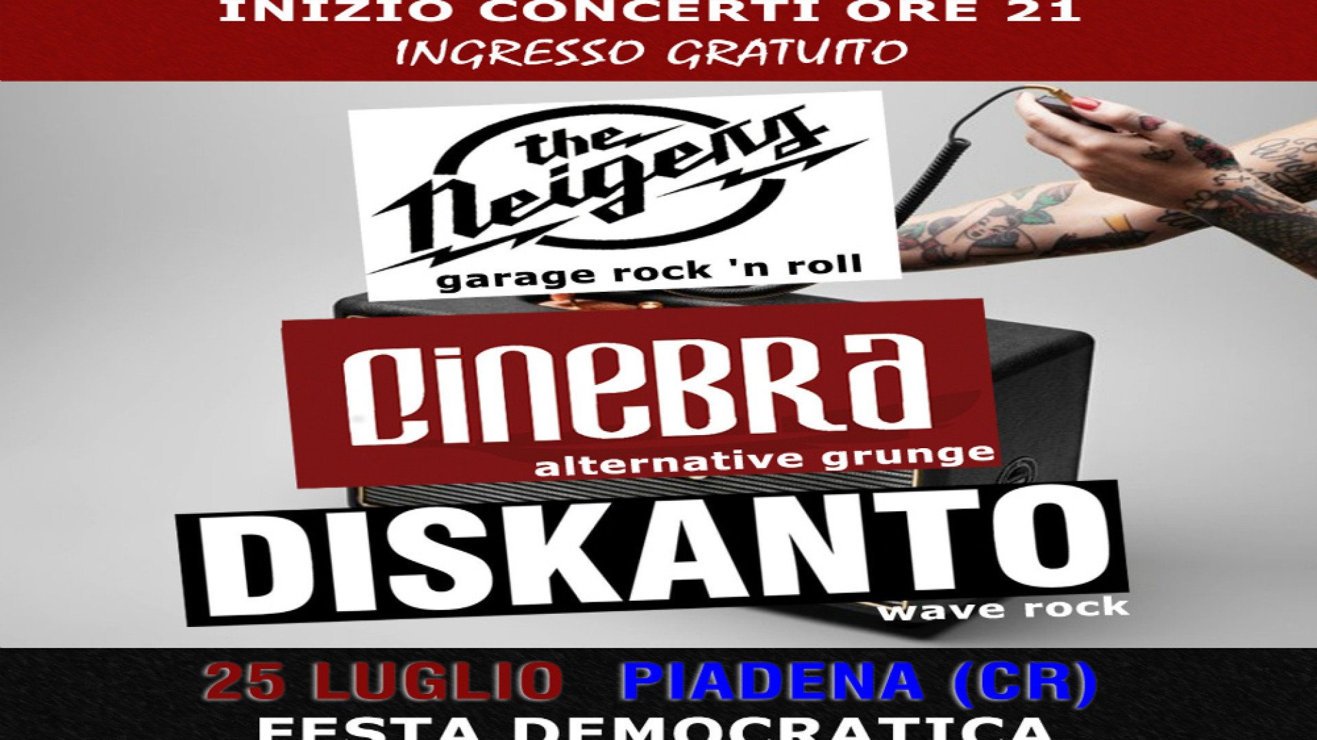 Immagine di Notte rock con i Diskanto. Il 25 luglio a Piadena anche Ginebra e The Neigers
