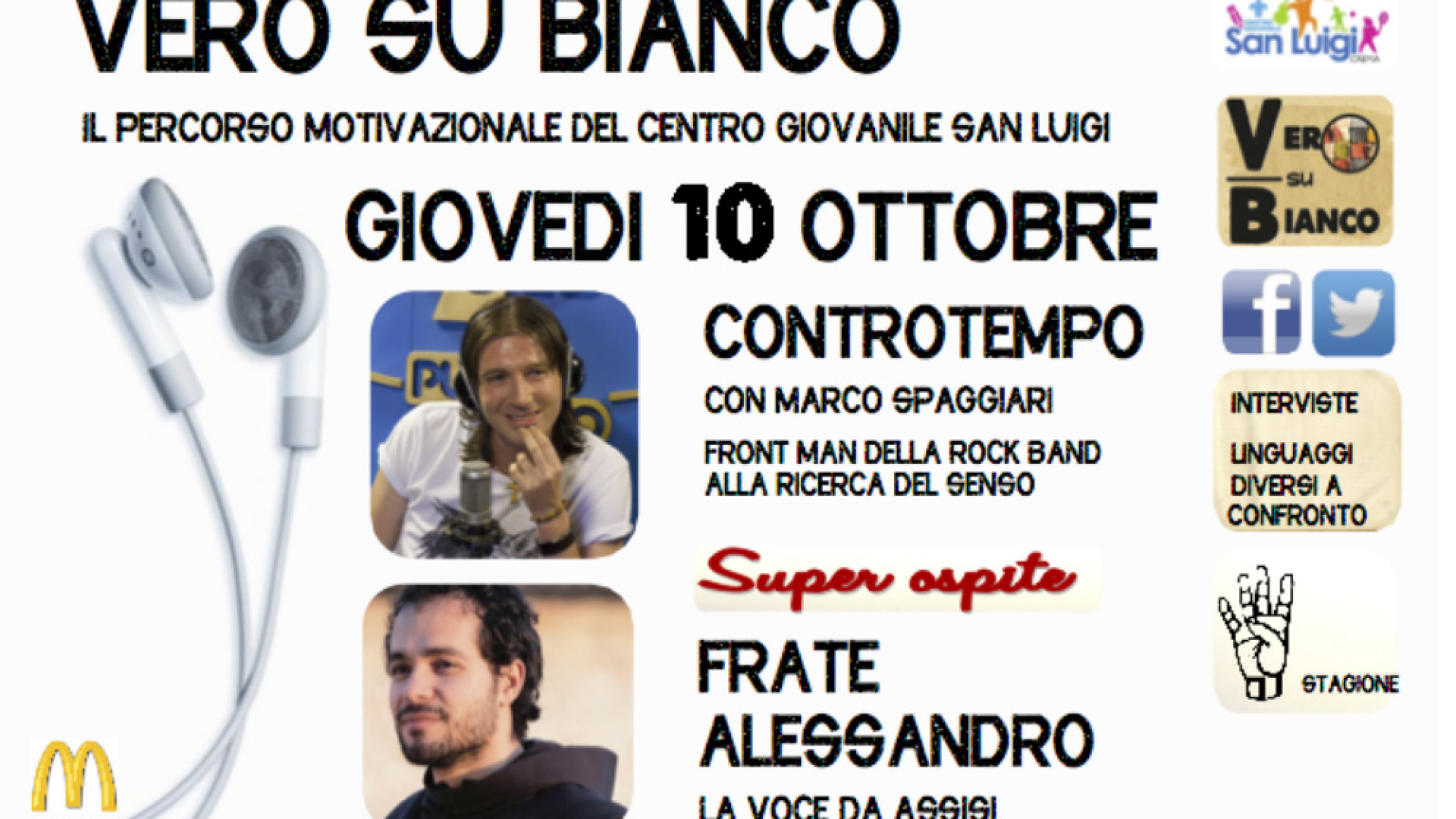 Immagine di Torna "Vero su Bianco" al Centro San Luigi giovedì 10 ottobre esordio in musica ospiti Marco Spaggiari e Frate Alessandro