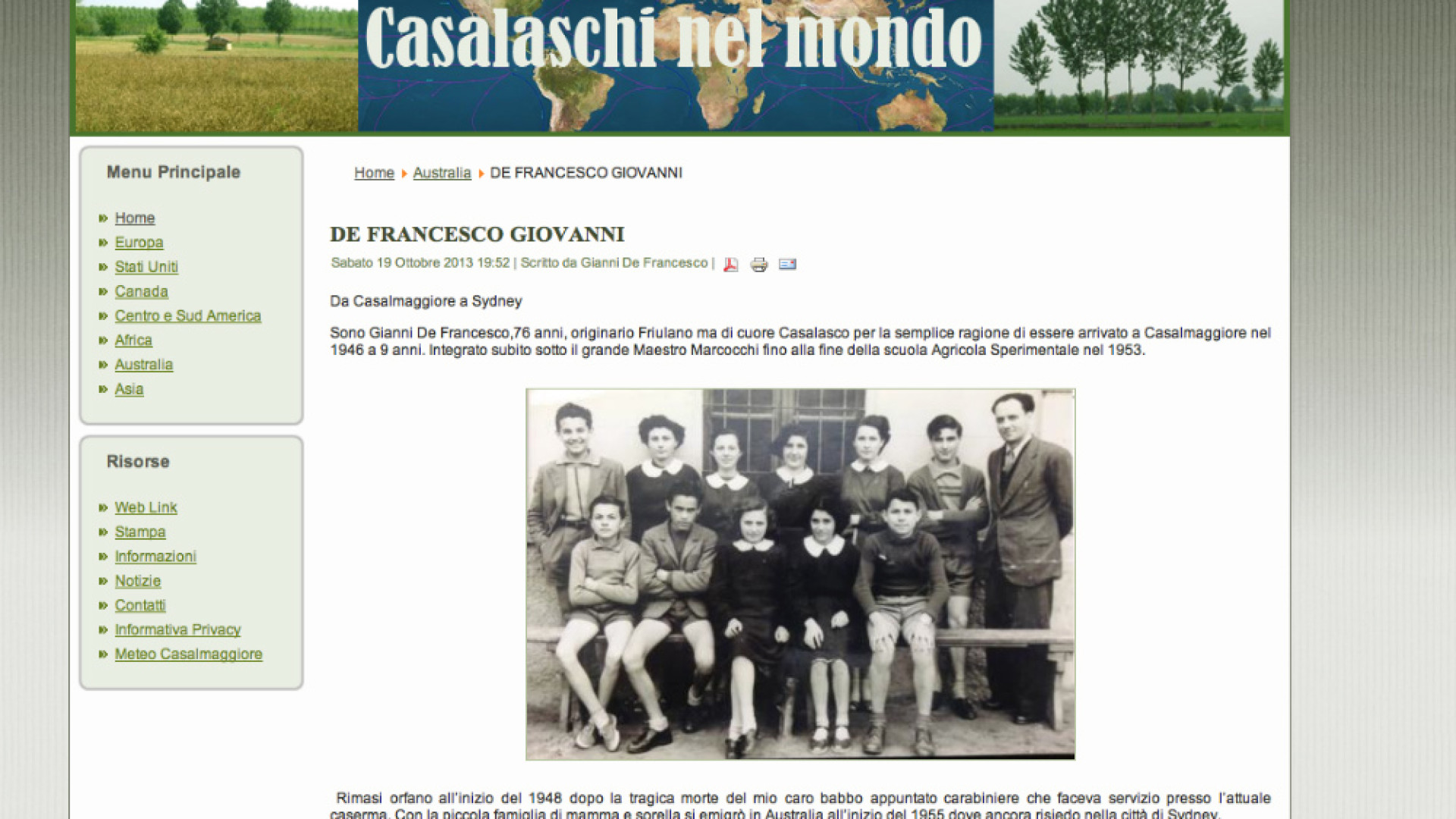Immagine di Casalaschi nel Mondo: il saluto di Gianni, 76enne emigrato a Sidney