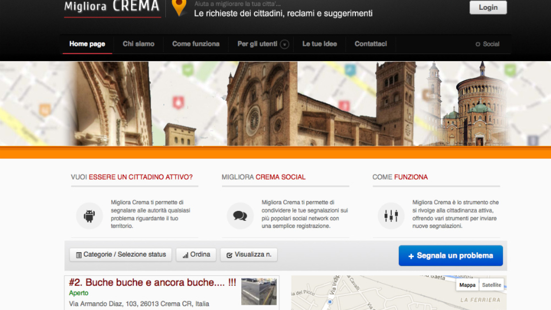 Immagine di Online "MiglioraCrema.it" le segnalazioni dei cittadini per pungolare l'amministrazione