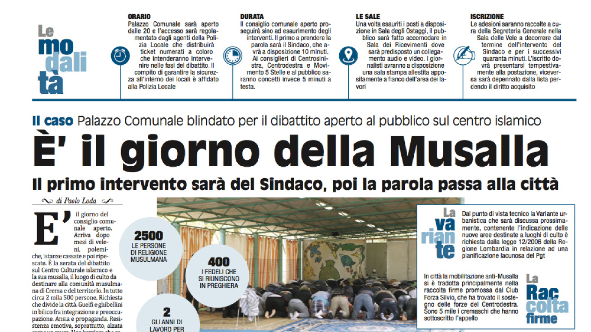 Immagine di È il giorno della musalla Palazzo Comunale blindato