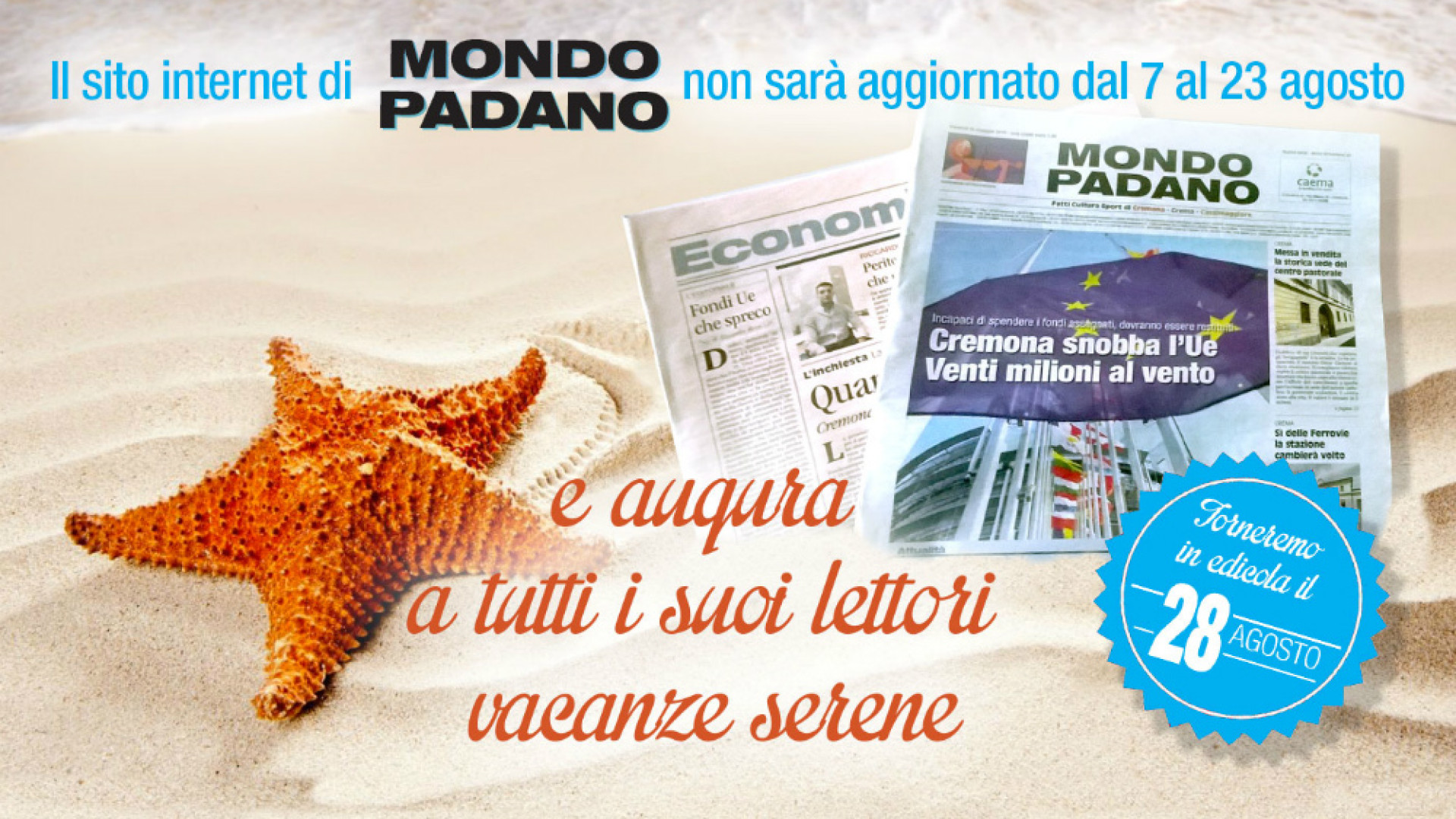 Immagine di Mondo Padano augura buone ferie a tutti i suoi lettori
