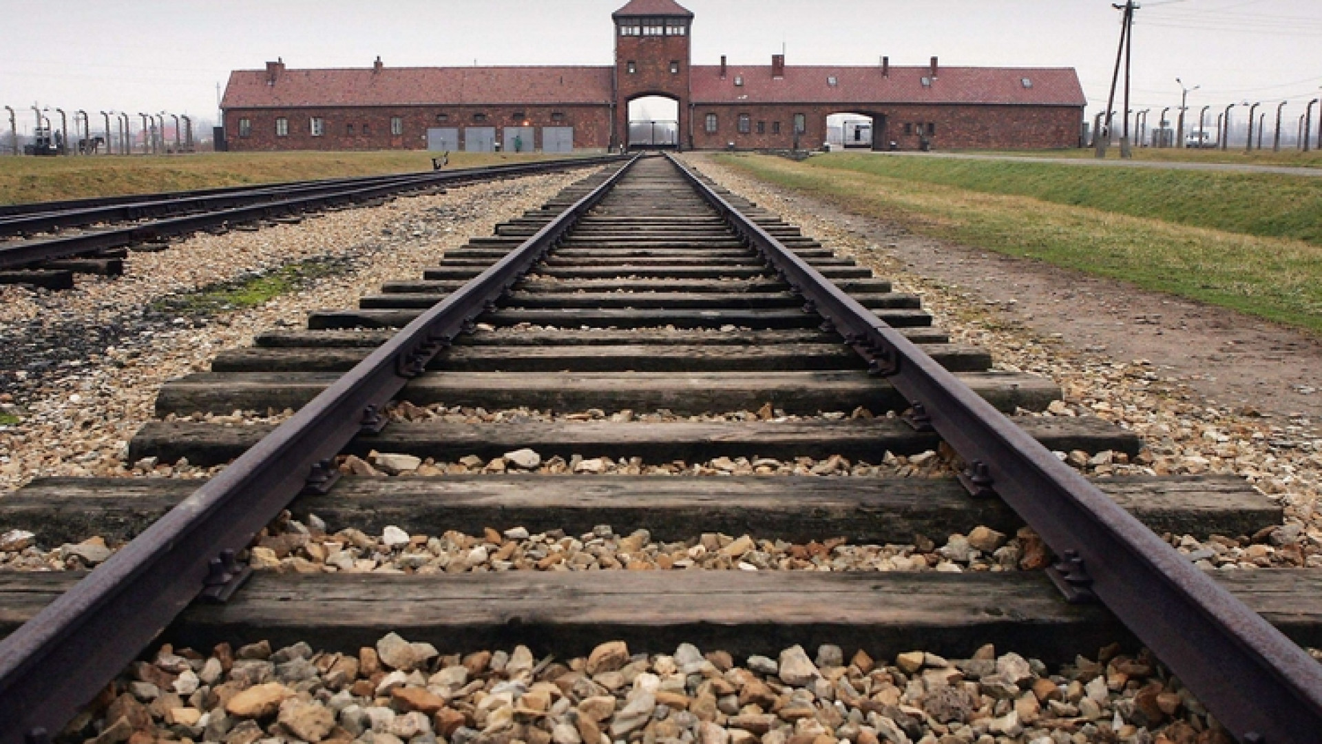 Immagine di Guccini con il vescovo Zuppi ad Auschwitz
