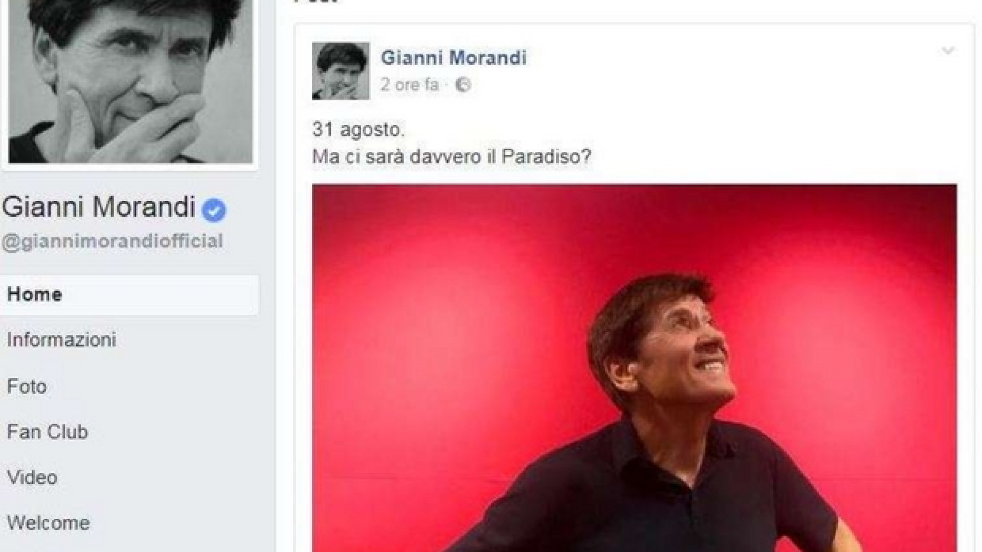 Immagine di La domanda di senso di Gianni Morandi: «Ma ci sarà davvero il Paradiso?»