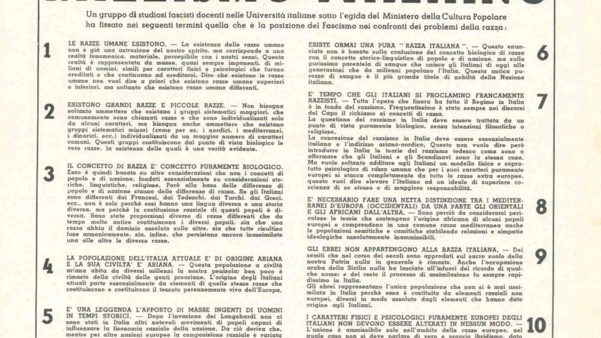 Immagine di Il manifesto del Duce che aprì le porte alla persecuzione degli ebrei