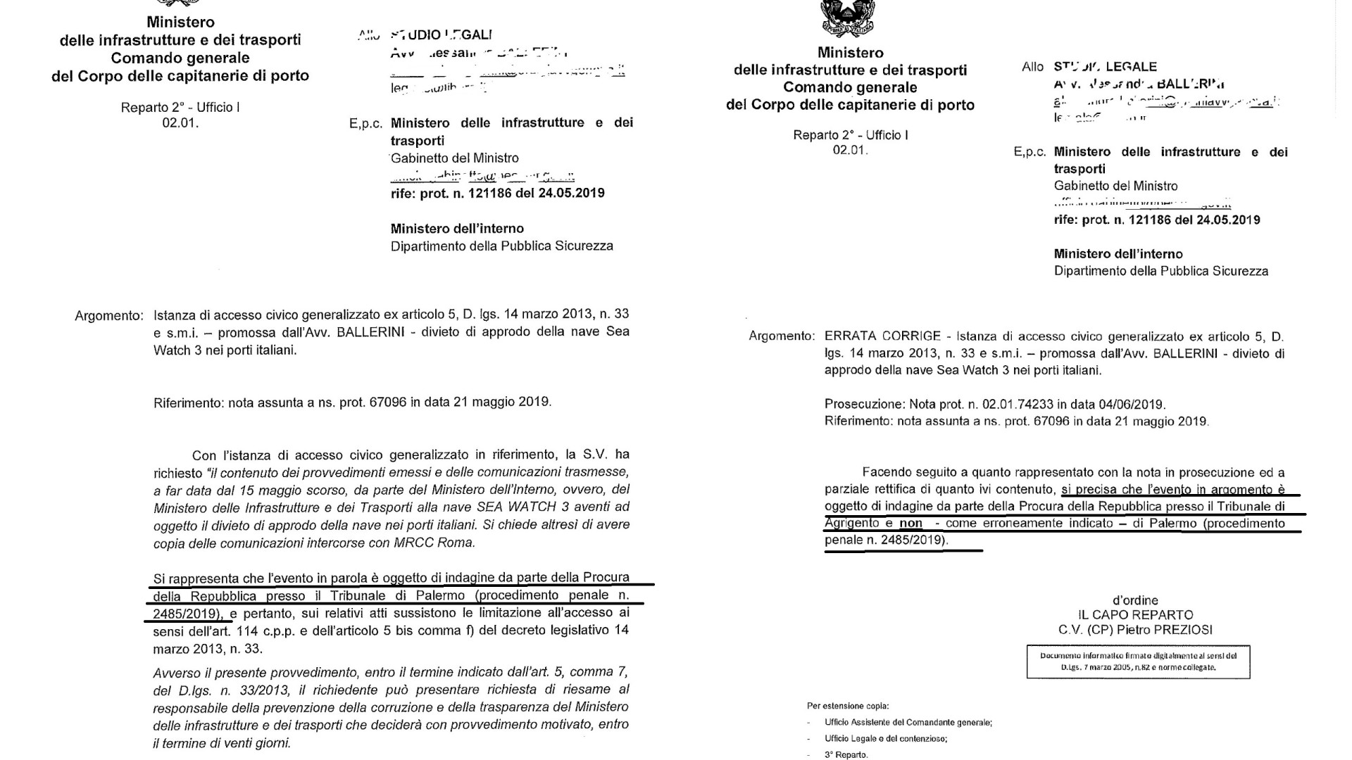 Immagine di Sea Watch, ad Agrigento l'inchiesta anche su ordini e direttive del Viminale