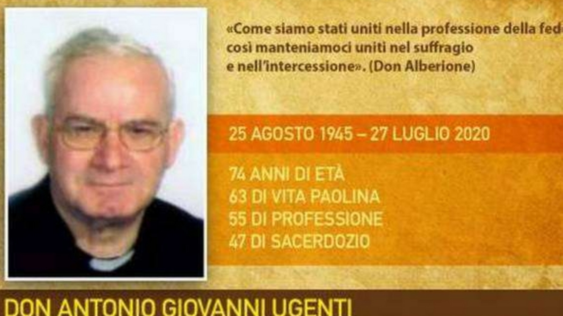 Immagine di Addio a don Antonio Ugenti, fu chiamato dal cardinale Tomko a rilanciare «Fides»