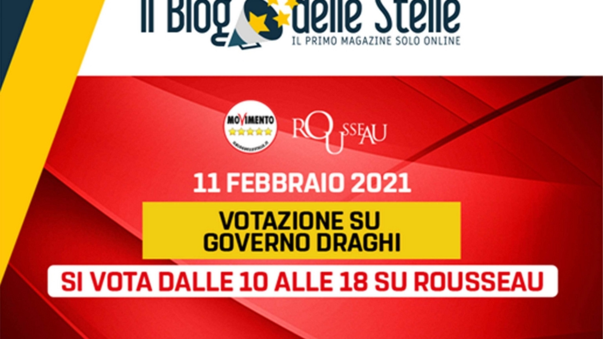 Immagine di Il 59% vota sì, via libera dei 5 stelle al governo Draghi