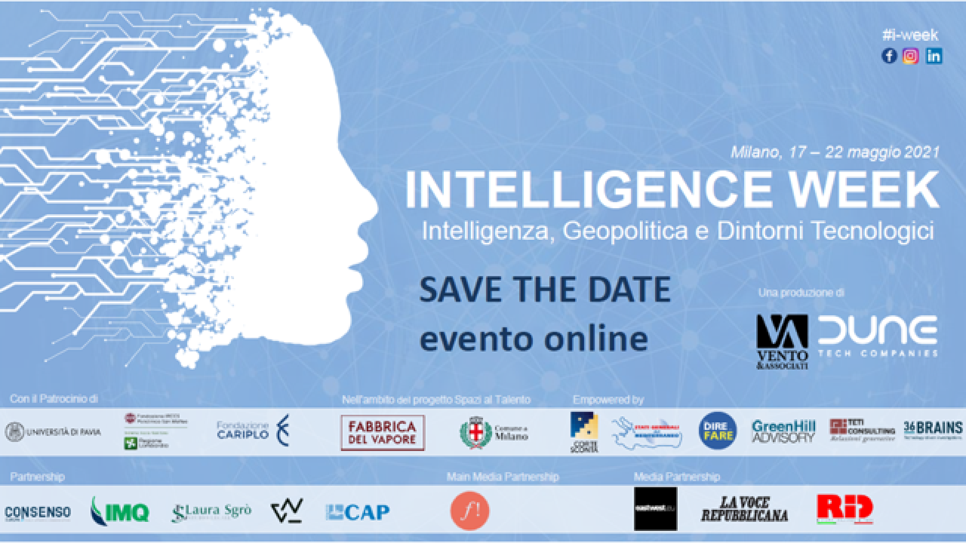 Immagine di "Intelligence Week" dal 17 al 22 maggio