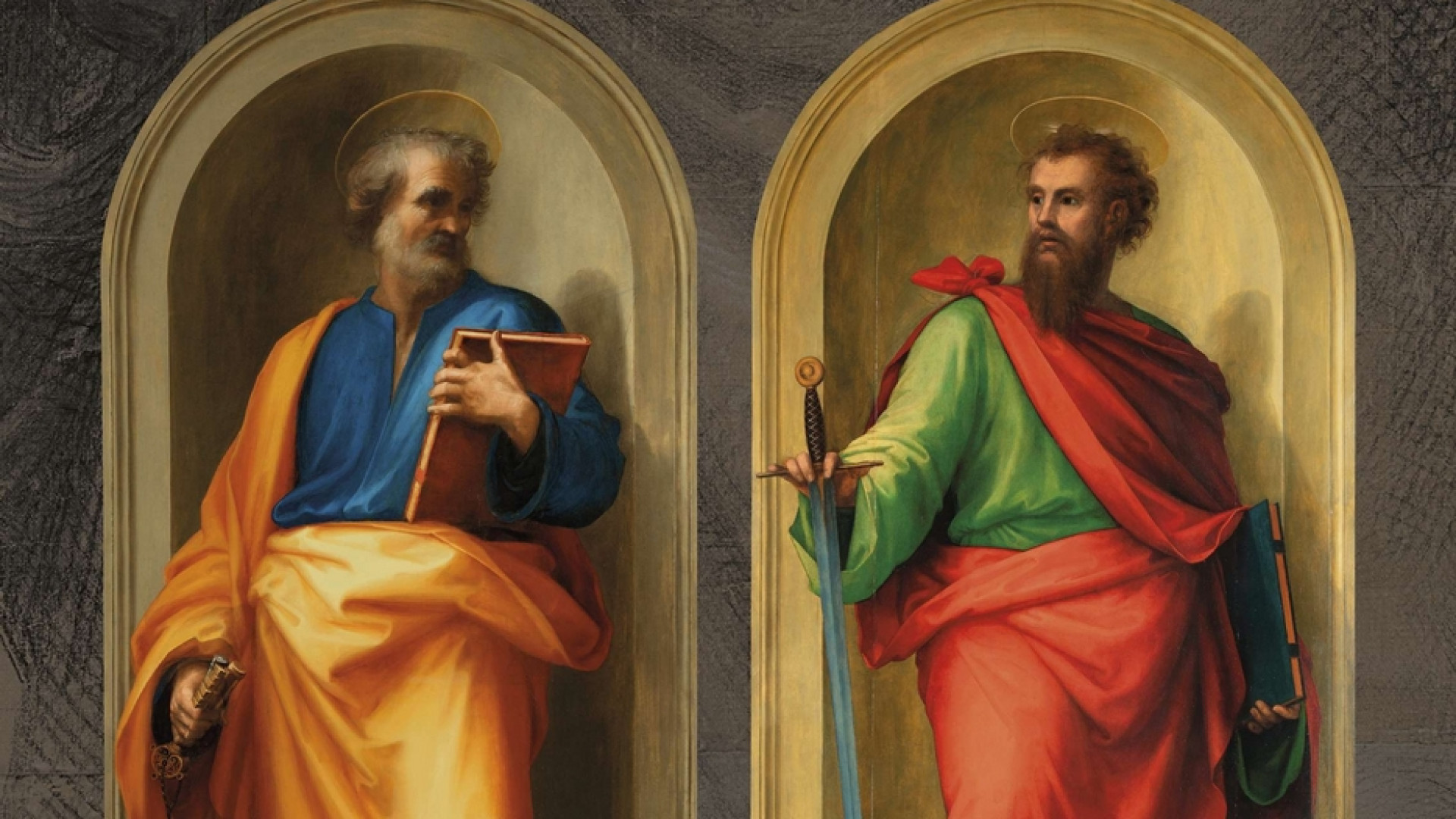 Immagine di Diventano visibili i Santi Pietro e Paolo di Raffello e Fra Bartolomeo