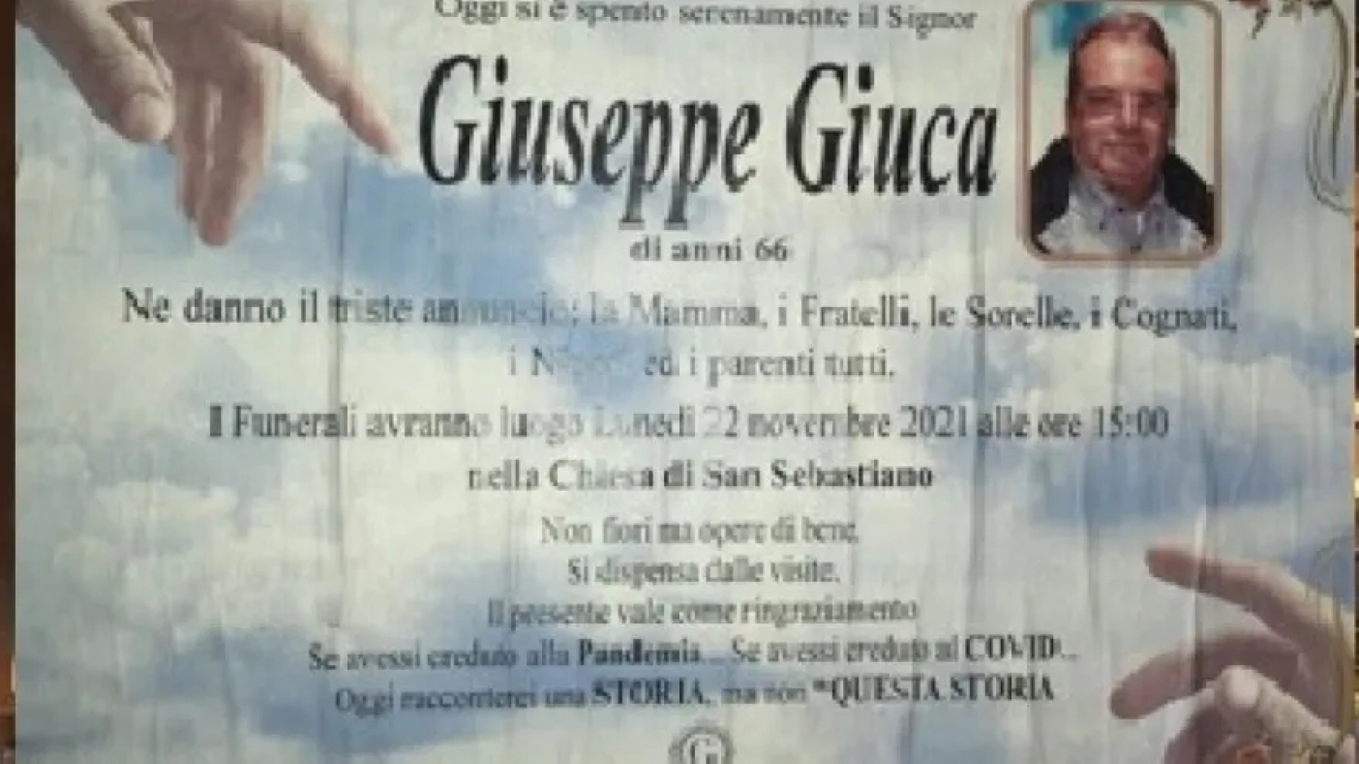 Immagine di Sul necrologio fa scrivere: non credevo al virus, altrimenti mi sarei salvato