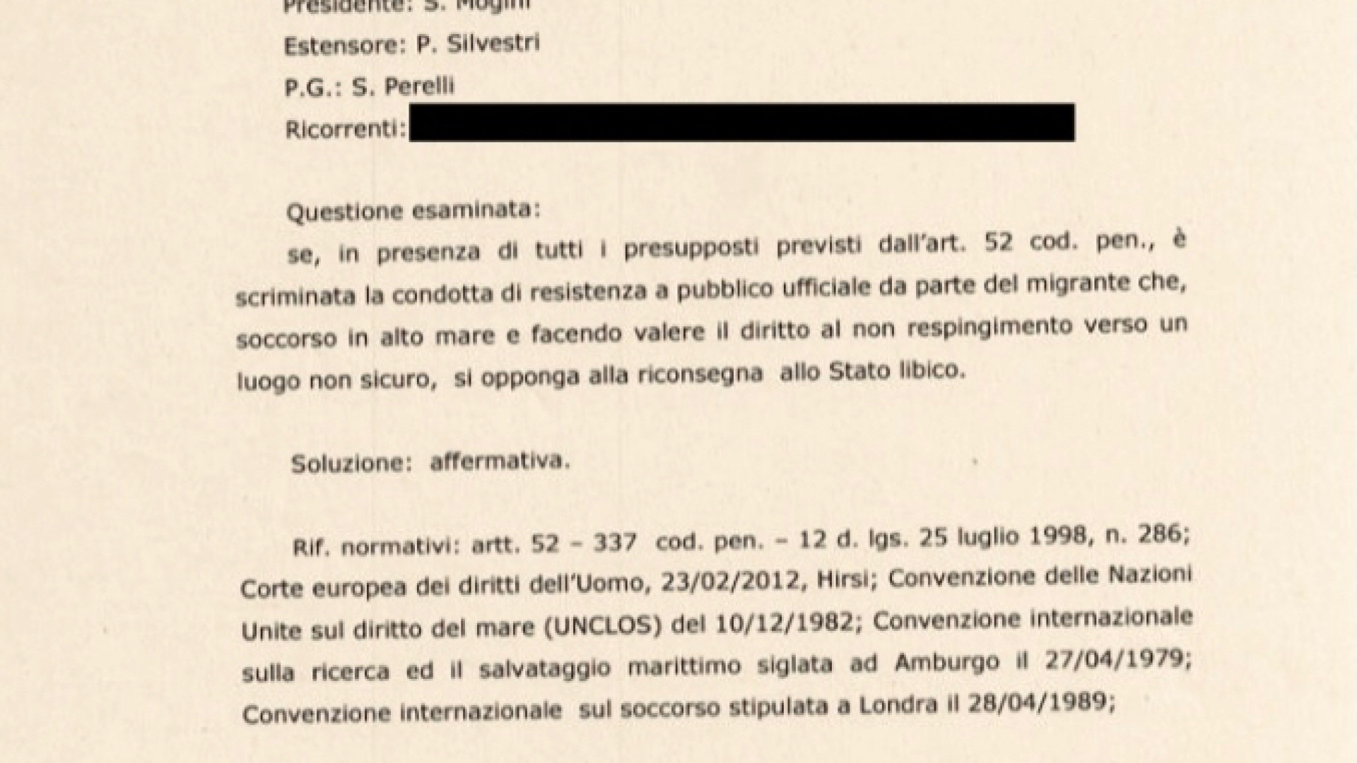 Immagine di Cassazione: assolti profughi “ribelli”. Condannati i respingimenti in Libia