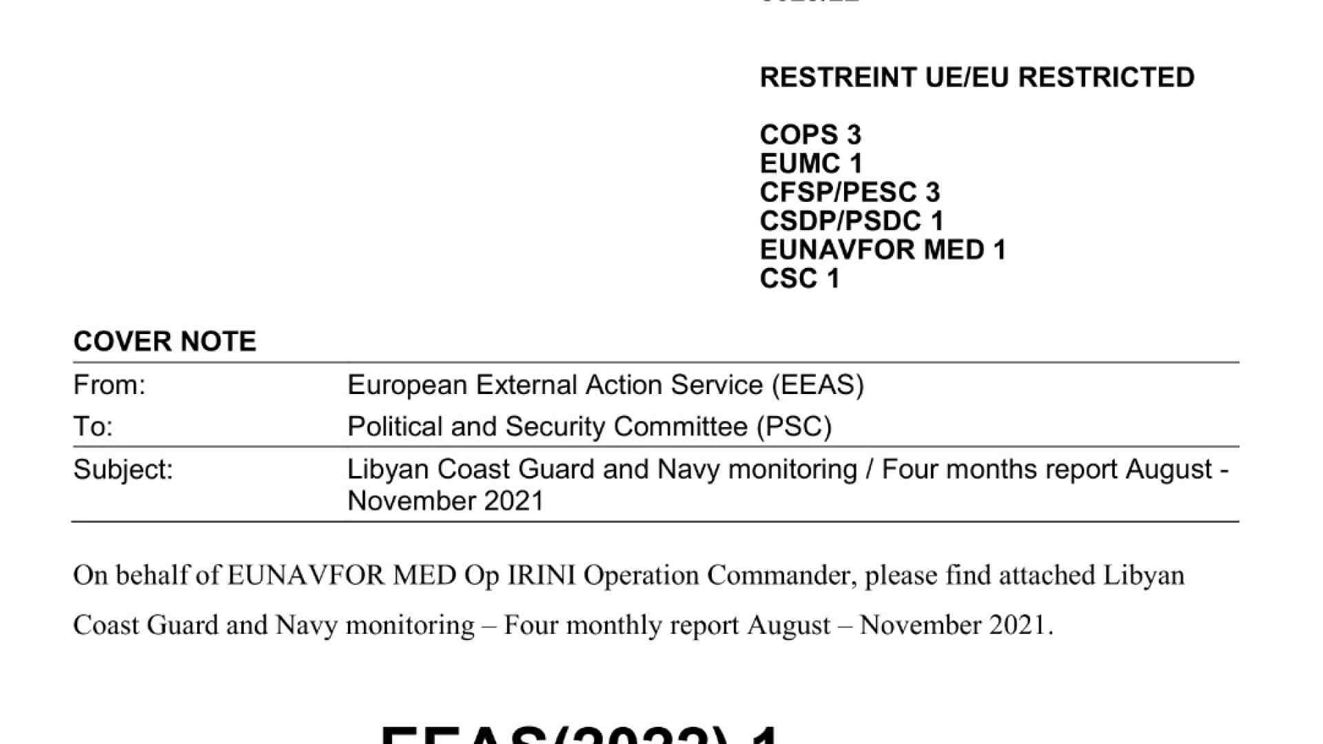 Immagine di Report "riservato" dei militari conferma: Ue conosce gli abusi in Libia
