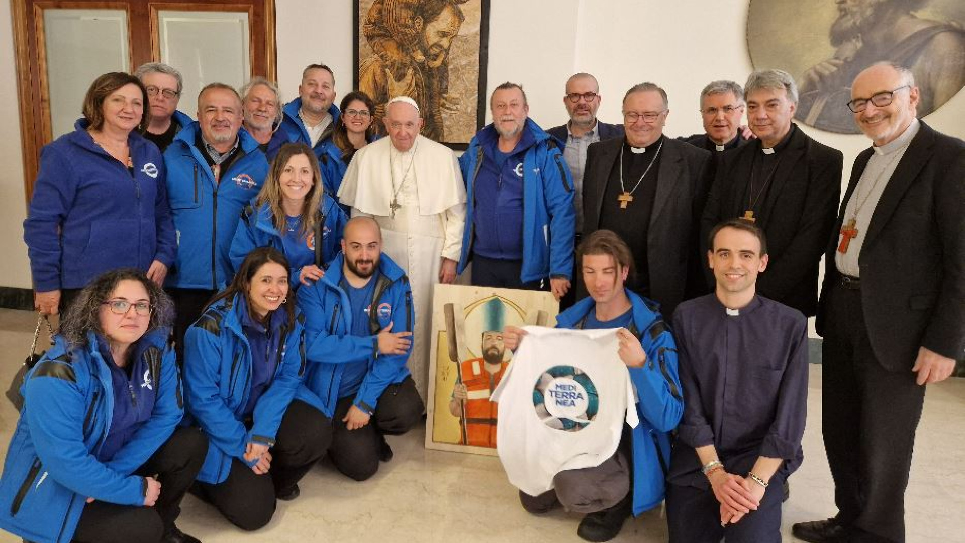 Immagine di Papa Francesco incontra i soccorritori di Mediterranea