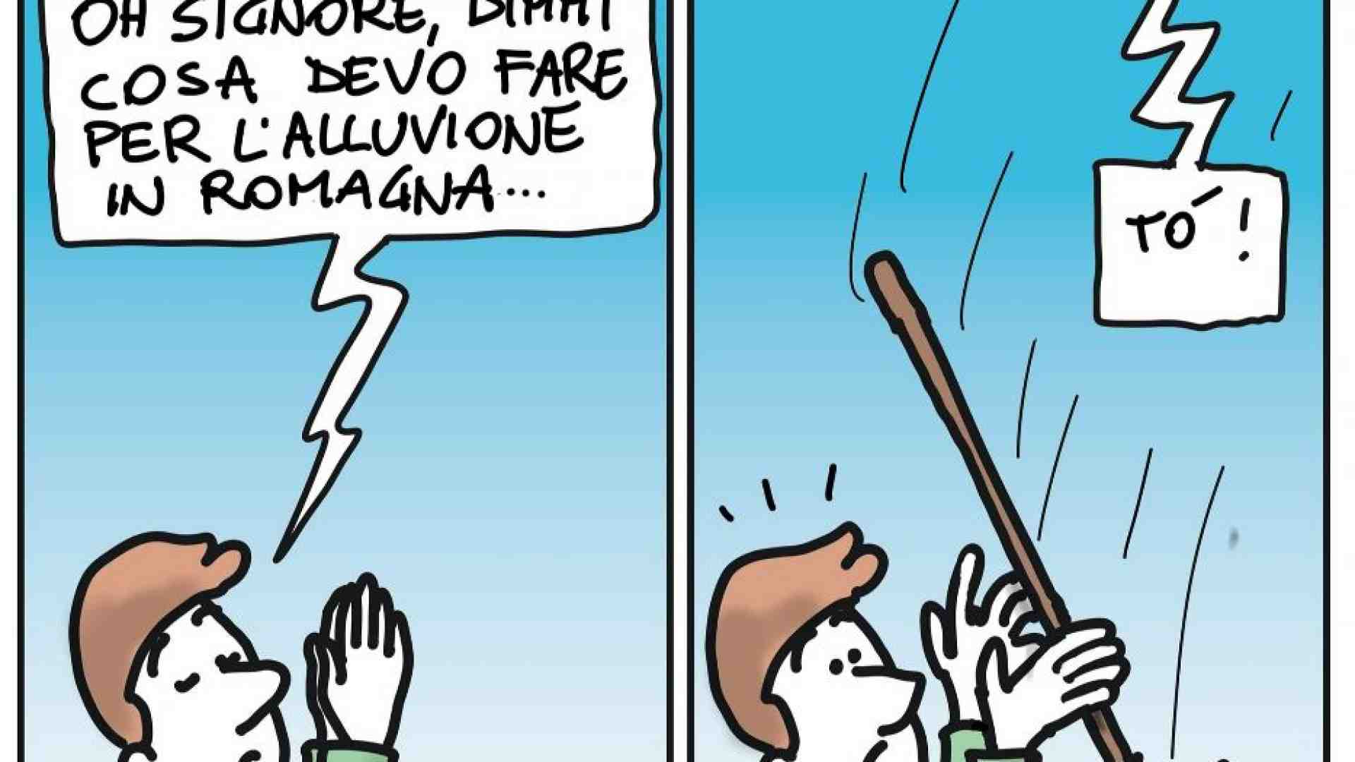 Immagine di Alluvione, il Signore ci vuole solidali: un prete lo dice con le vignette