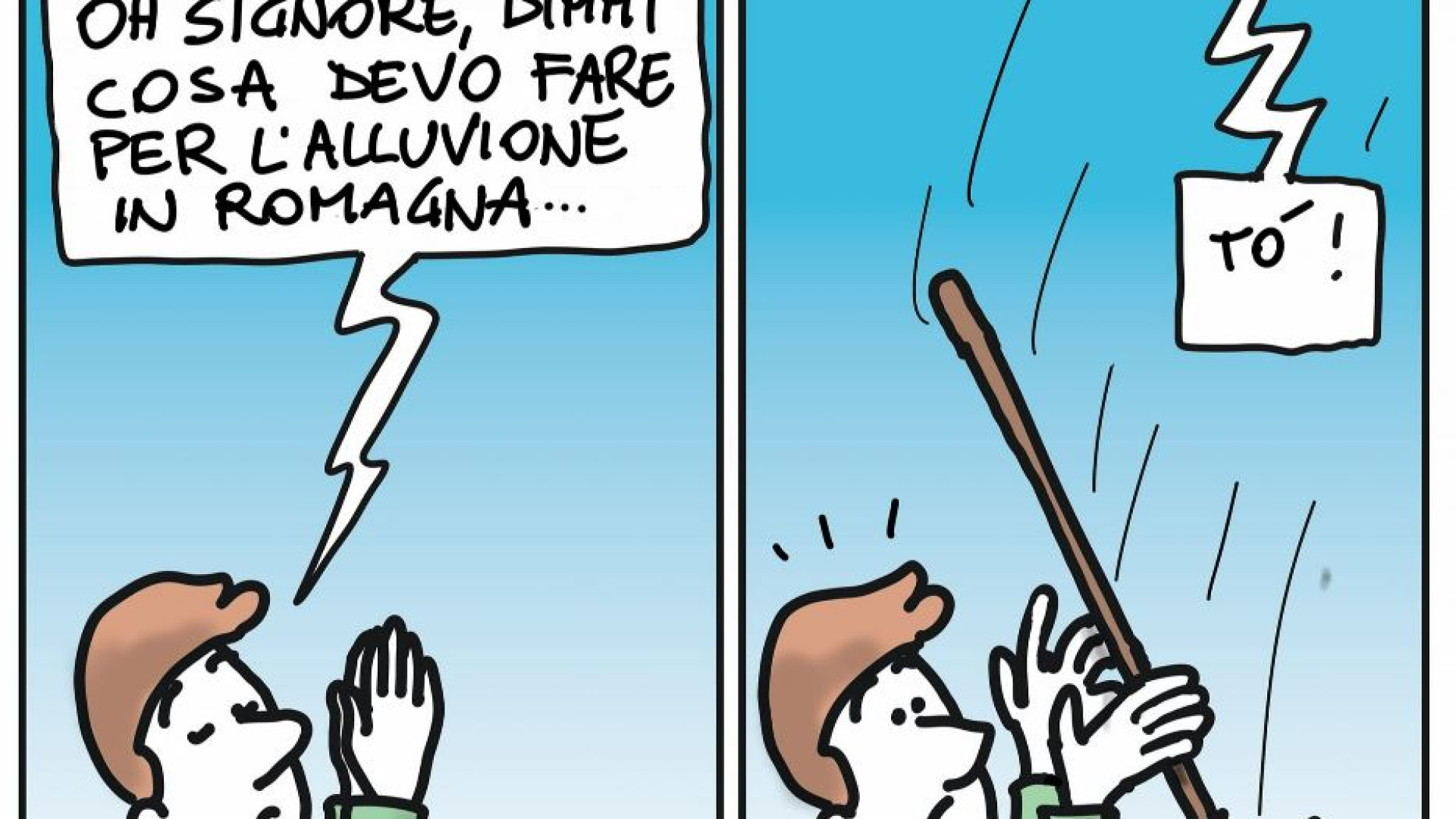 Immagine di Alluvione, il Signore ci vuole solidali: un prete lo dice con le vignette