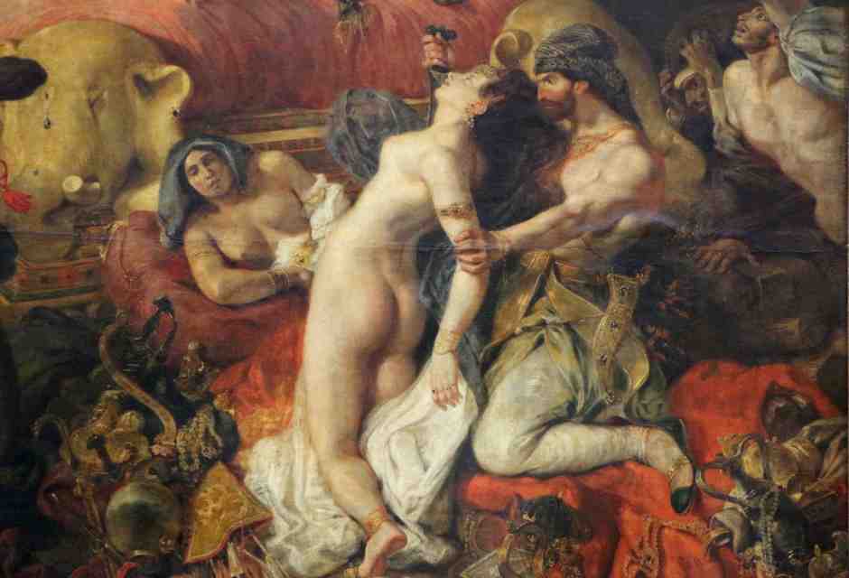Particolare dalla &ldquo;Morte di Sardanapalo&rdquo; di Delacroix, interpretazione romantica della crudelt&agrave; assira&nbsp;<br />