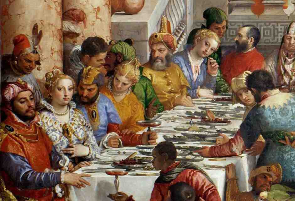 Nozze di Cana (dett.), un dipinto di Paolo Caliari detto il Veronese del 1563, custodito al Louvre di Parigi&nbsp;<br />