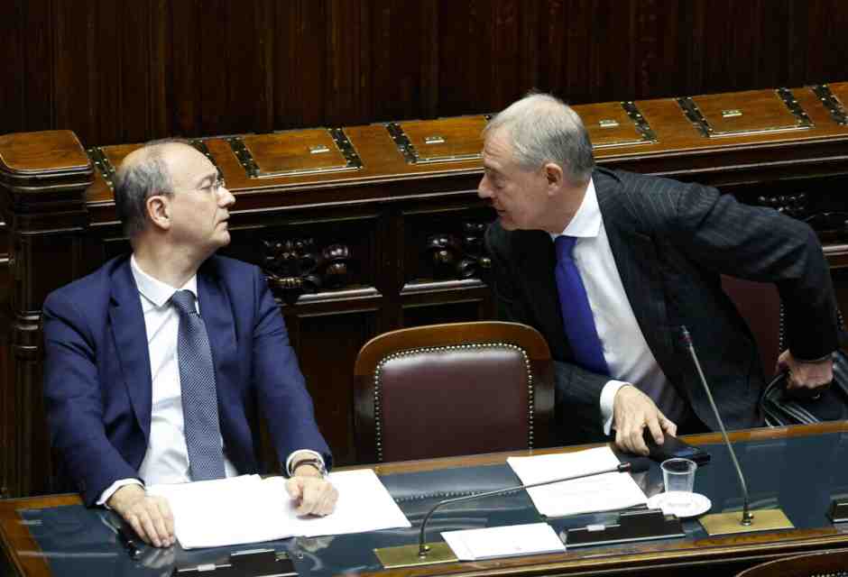 I ministri Valditara e Urso (Ansa)