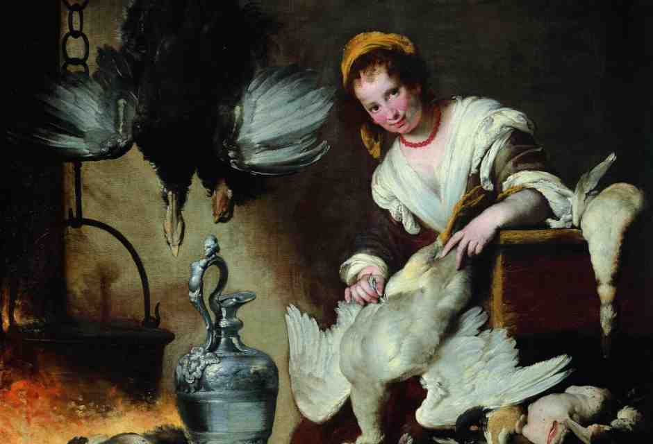 &nbsp;La Cuoca, olio su tela di Bernardo Strozzi