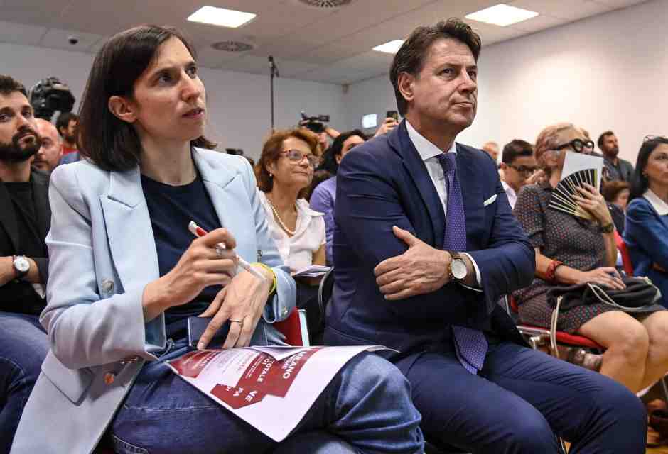 Elly Schelin e Giuseppe Conte (Ansa)