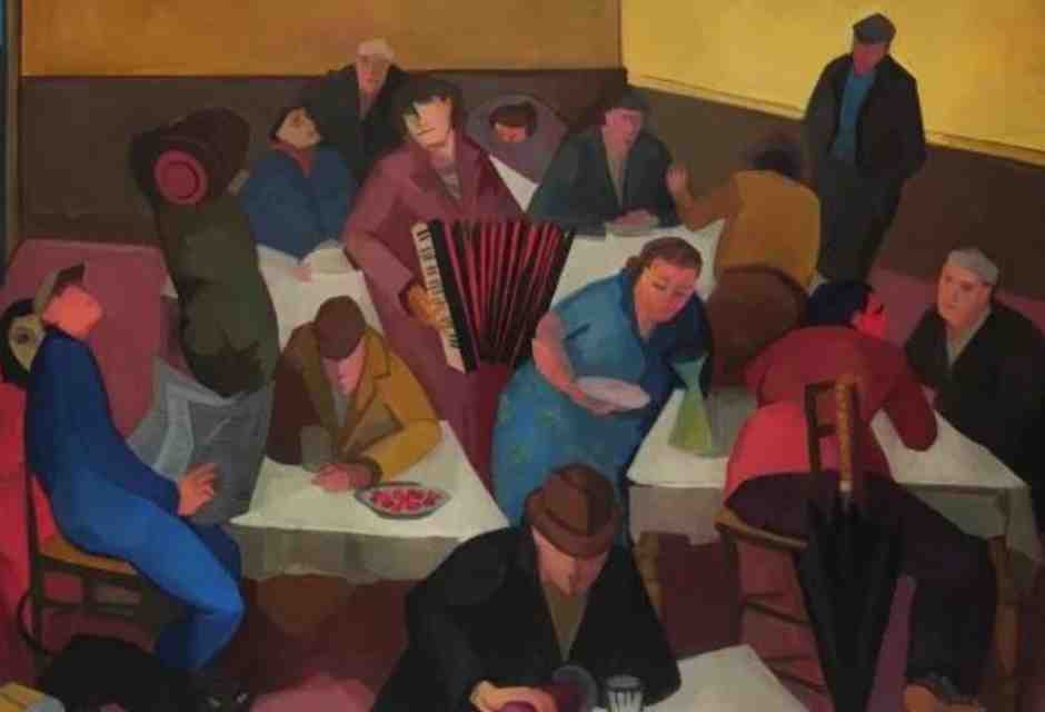 M. Mafai, &ldquo;Osteria romana (Osteria di via Flaminia)&rdquo; (1949-50) olio su tela, cm 200x300&nbsp;<br />