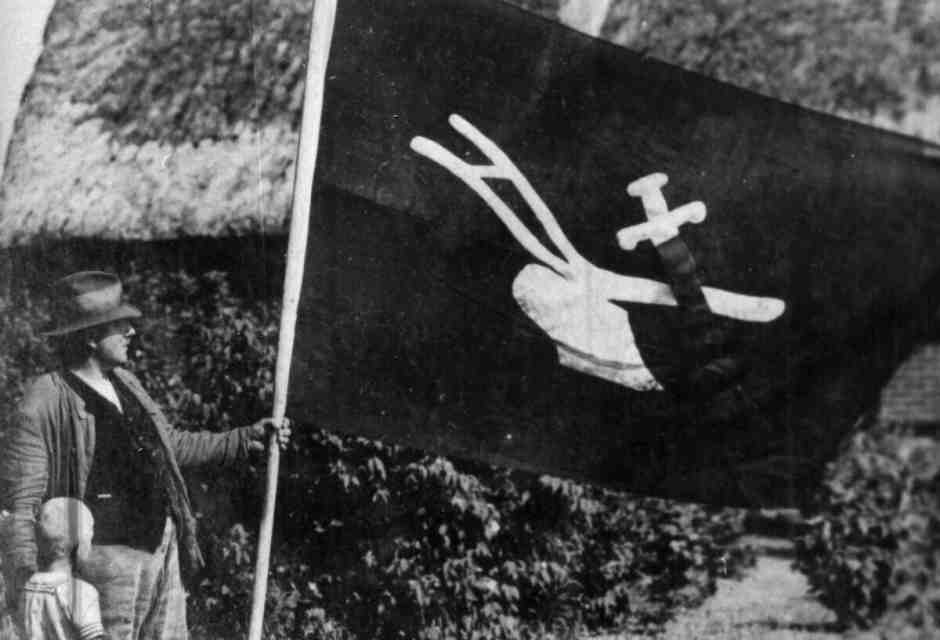 La bandiera del Landvolkbewegung, il Movimento rurale del popolo. Alle sue agitazioni si &egrave; ispirato Hans Fallada per il suo romanzo &ldquo;Bauern, Bonzen und Bomben&rdquo;&nbsp;<br />