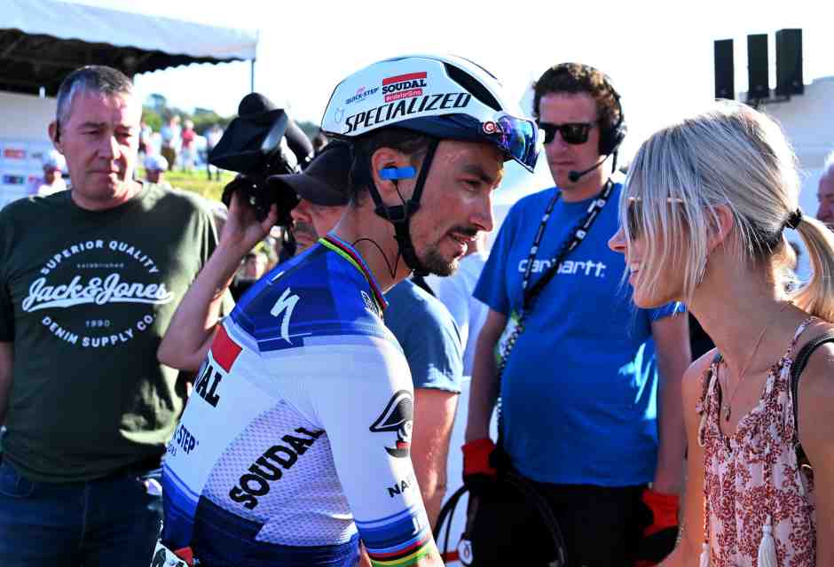 Julian Alaphilippe e Marion Rousse alla Bretagne Classic - Ouest-France 2023 (foto Getty Images)<br />&nbsp;<br />