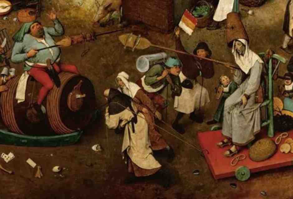 Un dettaglio del dipinto di&nbsp;Pieter Bruegel il Vecchio, "Lotta tra Carnevale e Quaresima"<br />