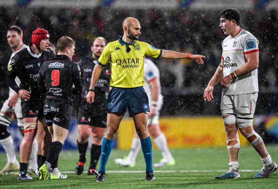 Andrea Piardi nel corso della gara della United Rugby Championship tra Ulster e Emirates Lions al Kingspan Stadium di Belfast. (Foto di Ramsey Cardy/Sportsfile via Getty Images)<br /><br />