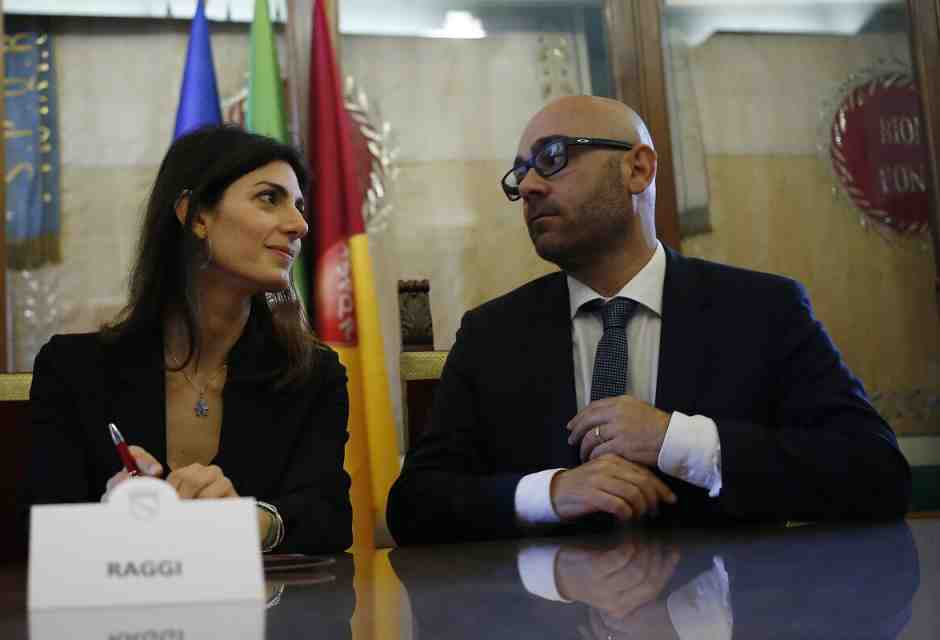 Virginia Raggi e Antonio De Santis (Foto LaPresse)
