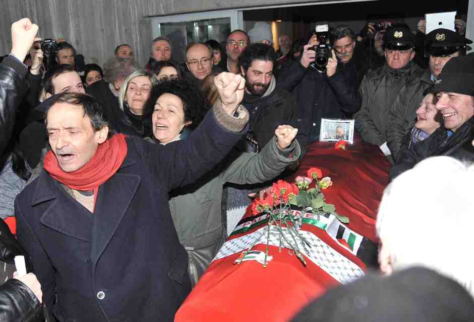 Funerali dell'ex Br Prospero Gallinari (foto Ansa)