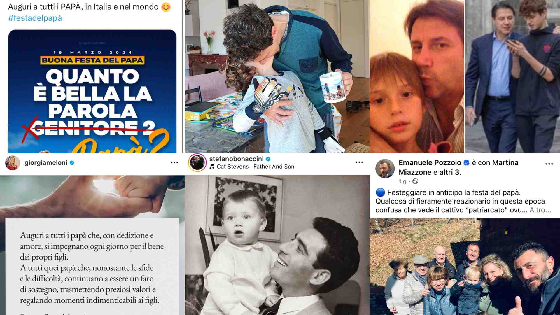 Immagine di Dal selfie di Conte al post di Salvini: la politica che fa politica per la festa del papà