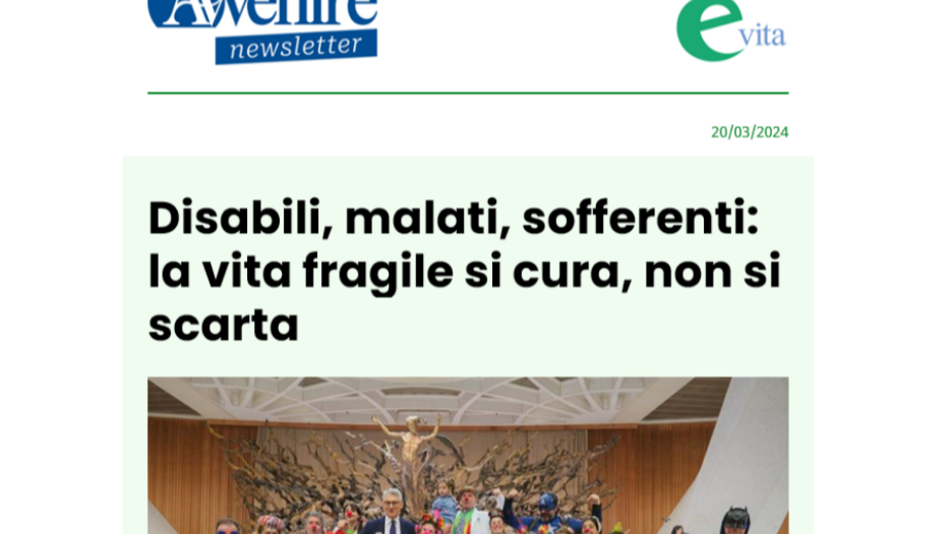 Immagine di Il meglio dell'informazione bioetica? Iscriviti alla newsletter di è vita