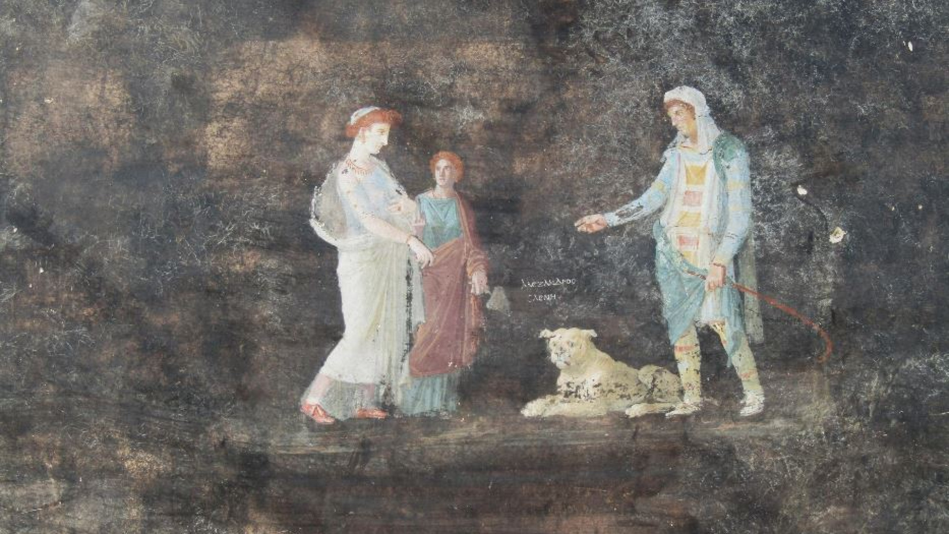 Immagine di Pompei, un salone con decorazioni che illustrano la guerra di Troia