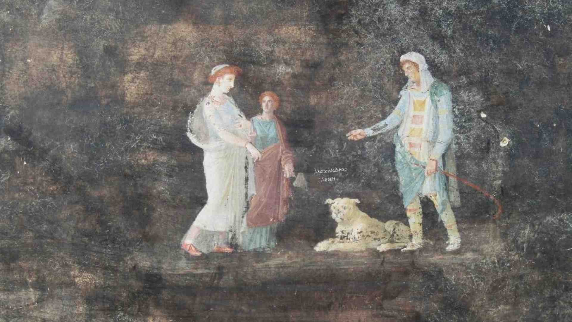 Immagine di Pompei, un salone con decorazioni che illustrano la guerra di Troia