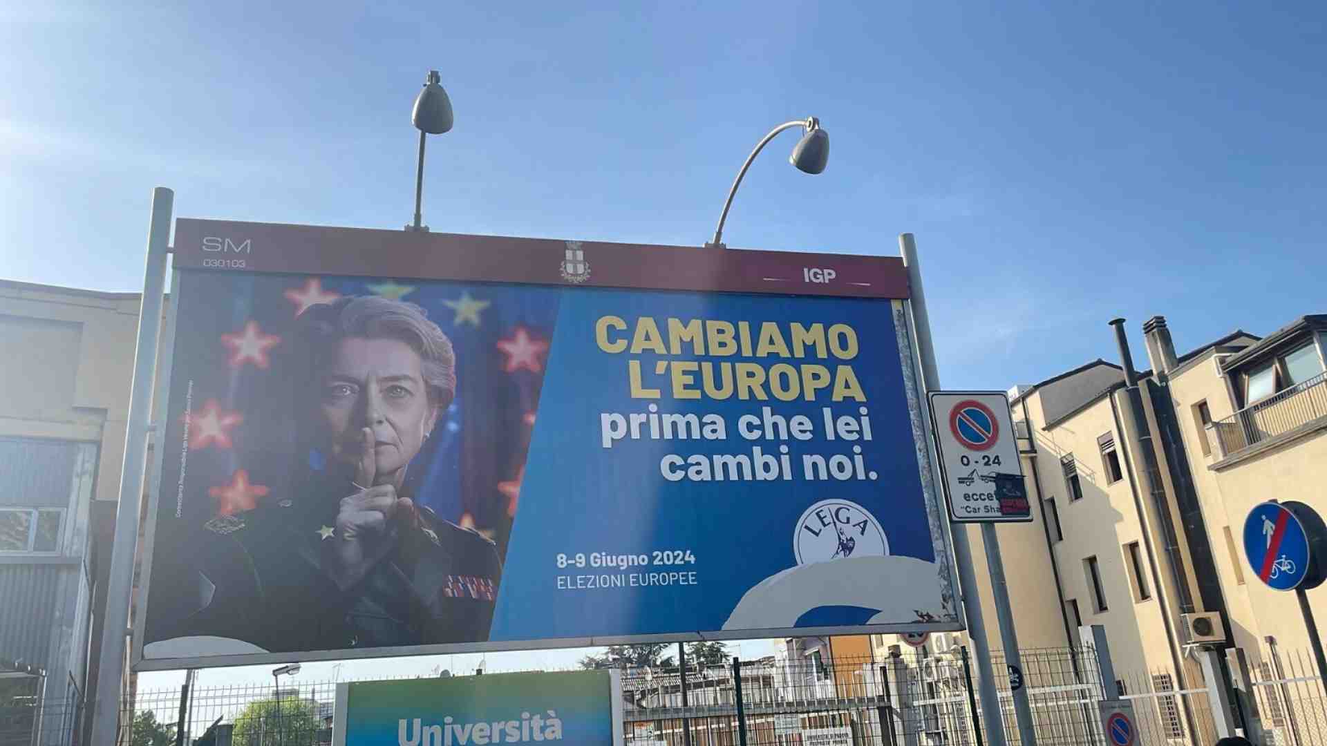 Immagine di Da von der Leyen kapò alla minaccia islamica: i manifesti elettorali contro l'Europa della Lega in Veneto