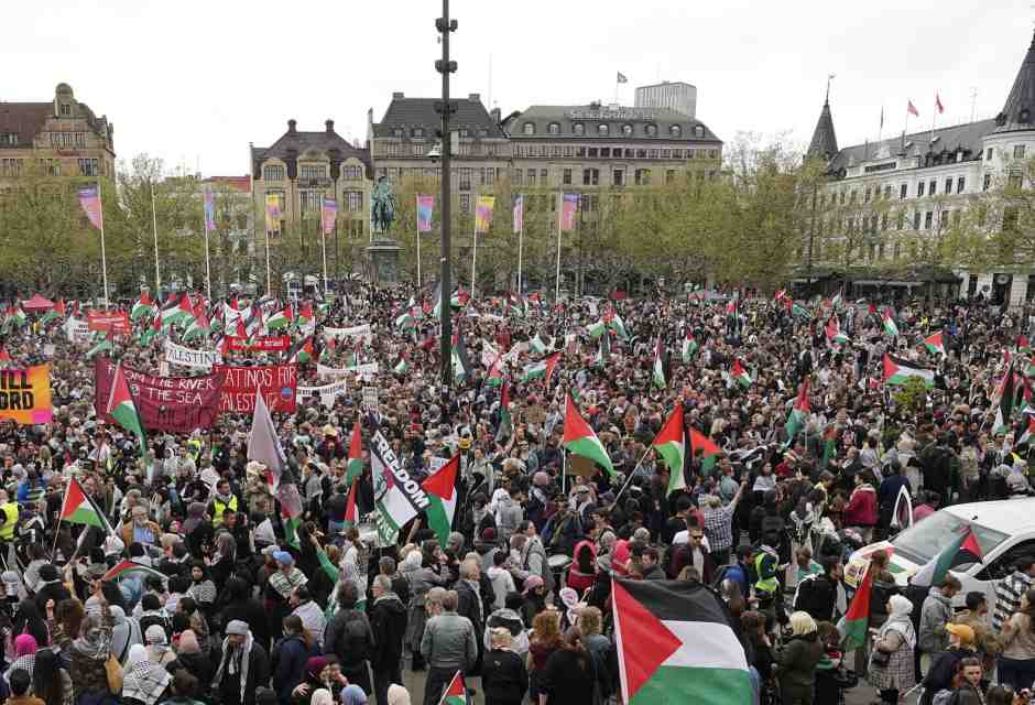Manifestazione pro-palestinese per l'esclusione di Israele dall'Eurovision a Malmo, Svezia&nbsp;<br />