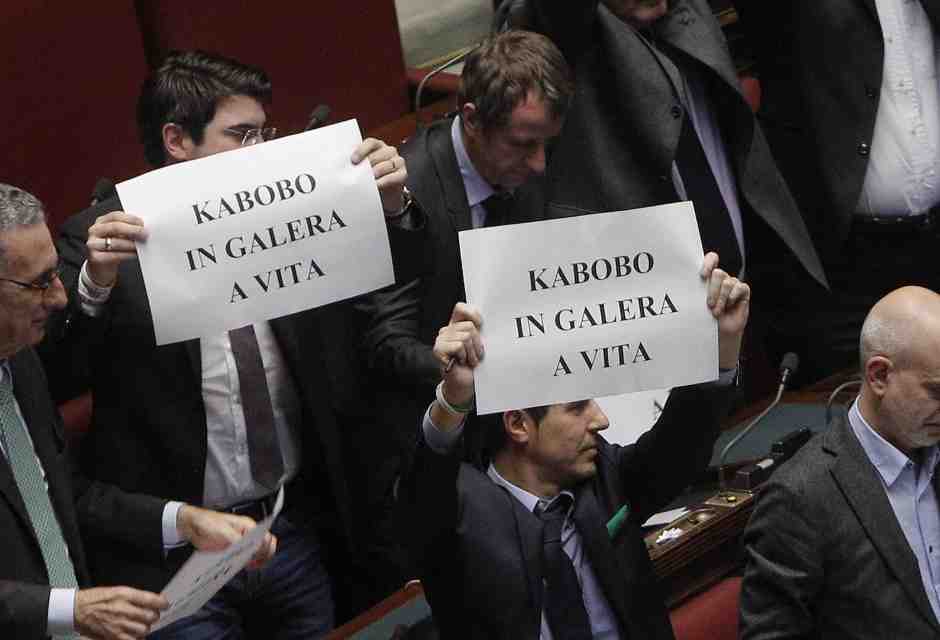 I deputati della Lega, in Parlamento, nel 2014 (Ansa)