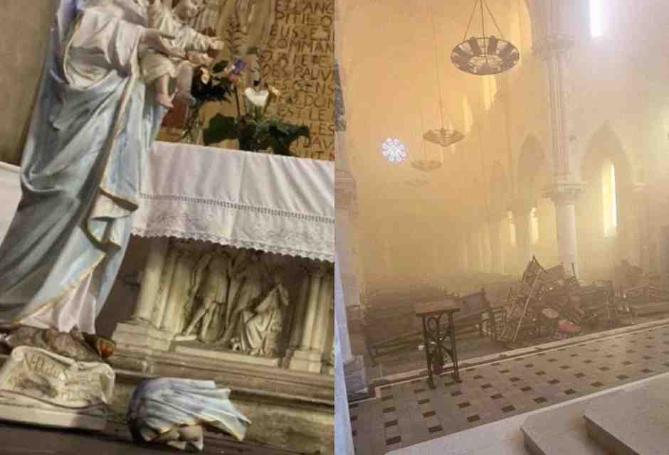 La chiesa vandalizzata - foto da Twitter&nbsp;