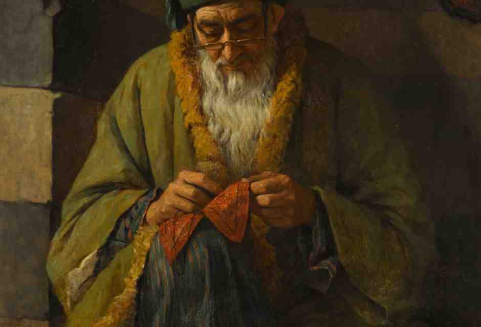 Henriette Browne, (pseudonimo di Sophie de Bouteiller; 1829-1901), &ldquo;Man stitching&rdquo; (uomo che cuce)&nbsp;<br />