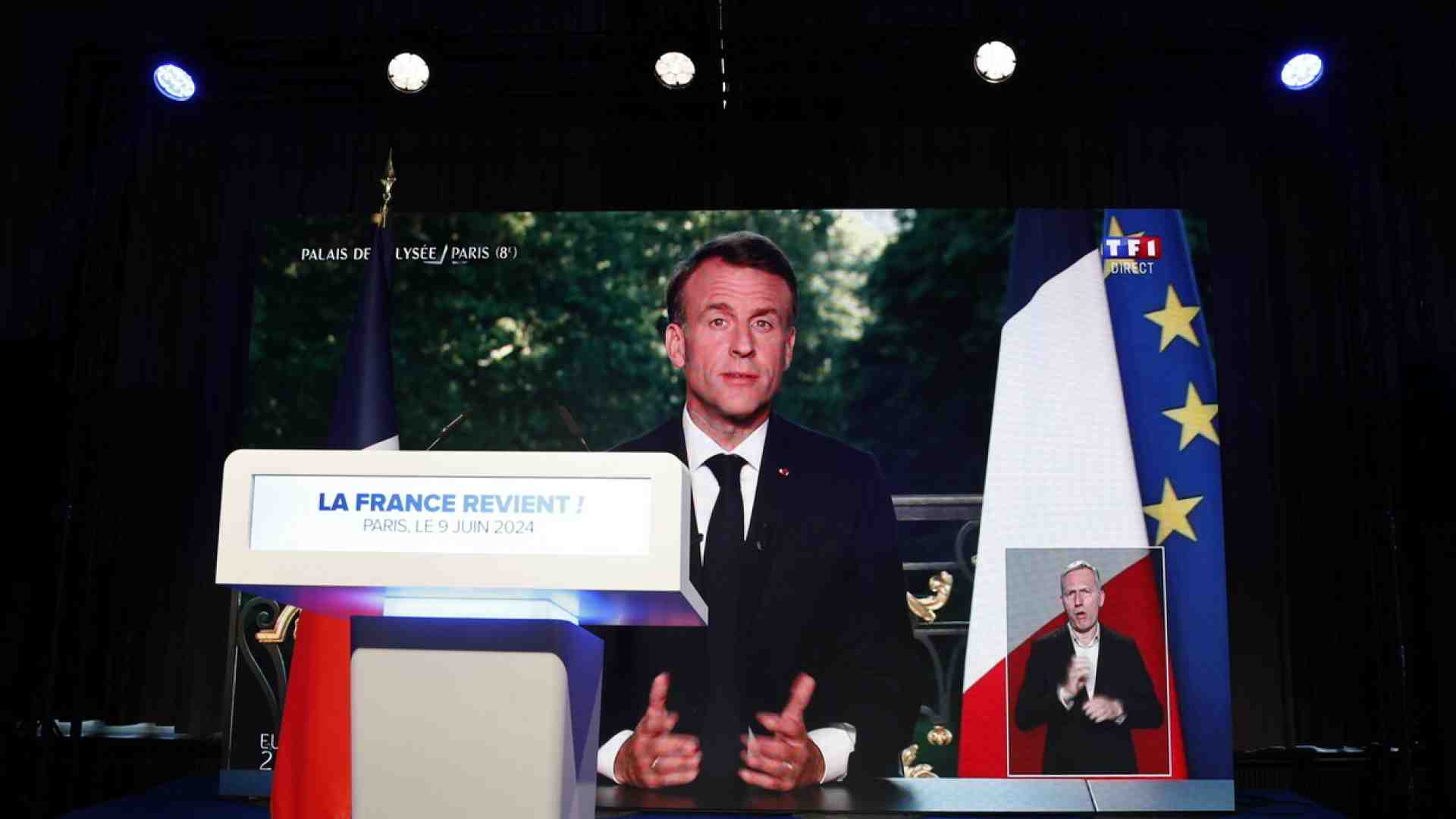 Immagine di Macron scioglie l'Assemblea Nazionale dopo la vittoria alle europee di Le Pen e Bardella