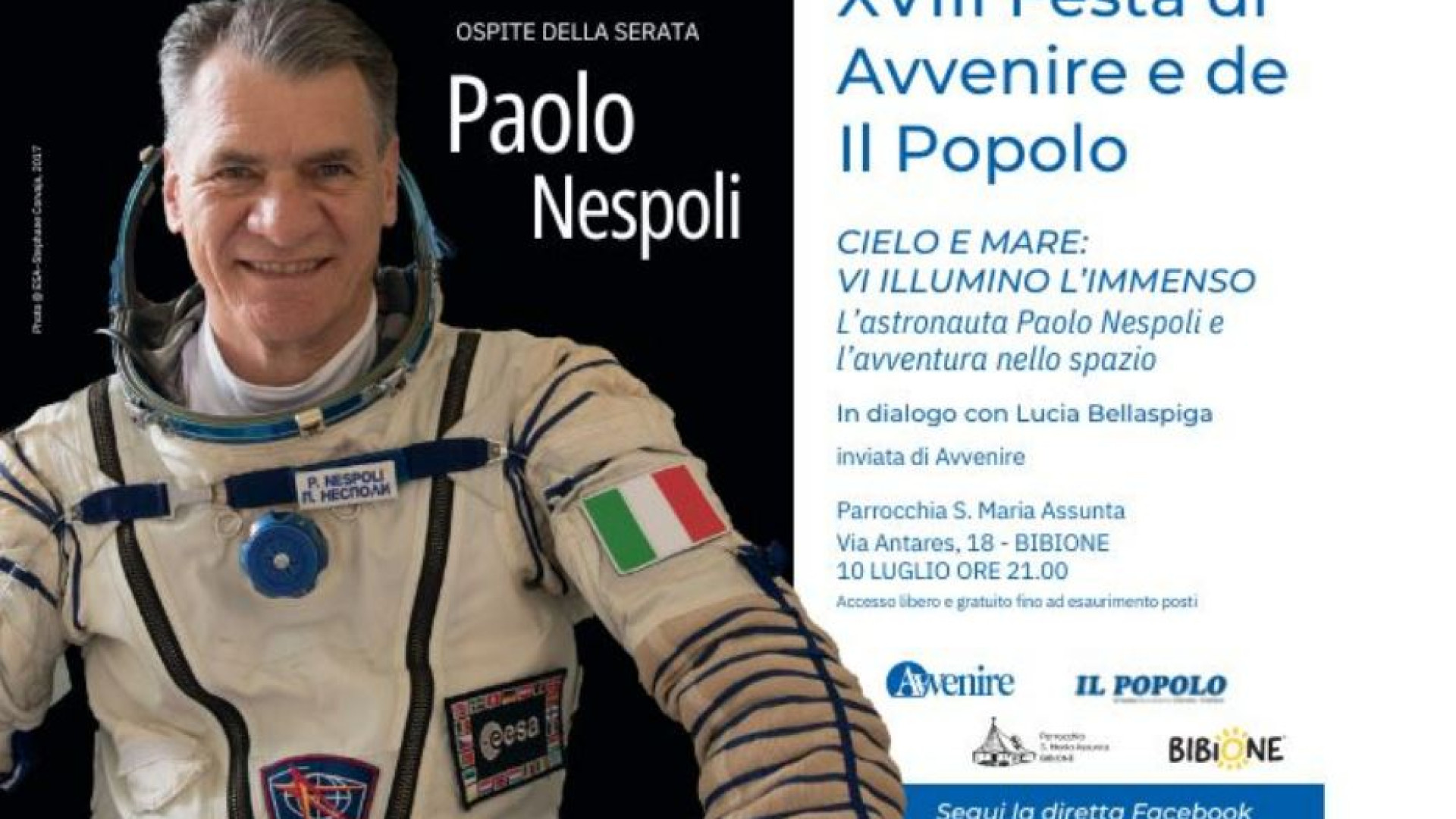 Immagine di «Vi illumino d'immenso»: l'astronauta Nespoli a Bibione