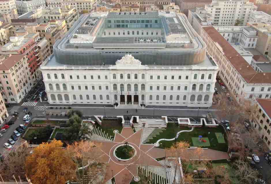 Una foto dall'alto di Palazzo Dante, sede unitaria dell'Intelligence italiana (foto sicurezzanazionale.gov.it)&nbsp;<br />