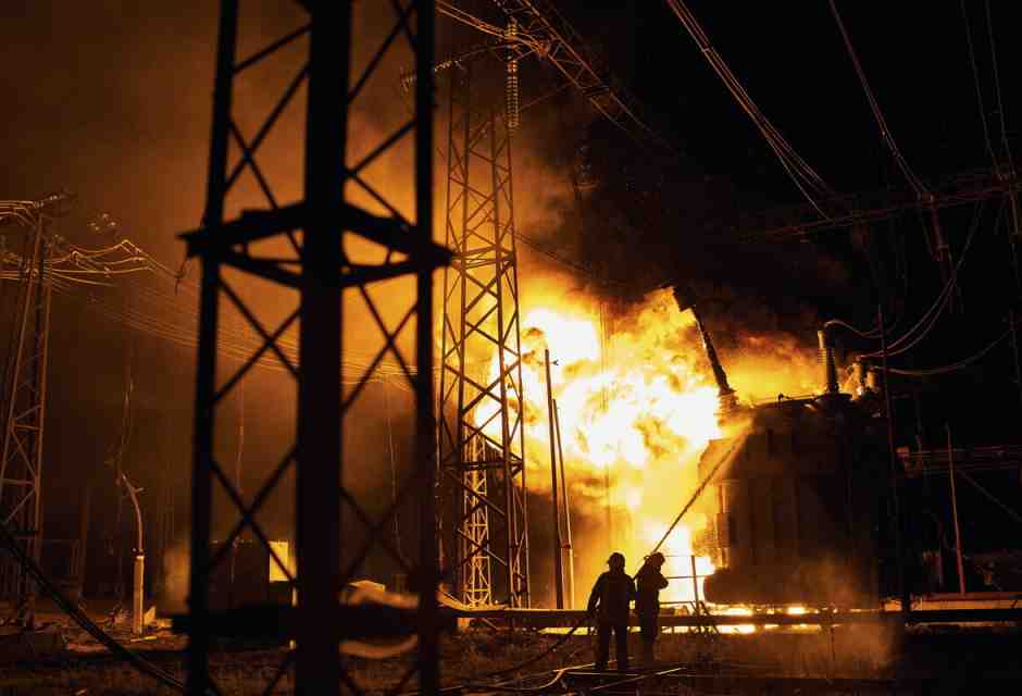 La centrale termoelettrica danneggiata dai missili russi vicino a Kharkiv, Ucraina, il 12 aprile 2024 (AP Photo/Kostiantyn Liberov)&nbsp;<br />
