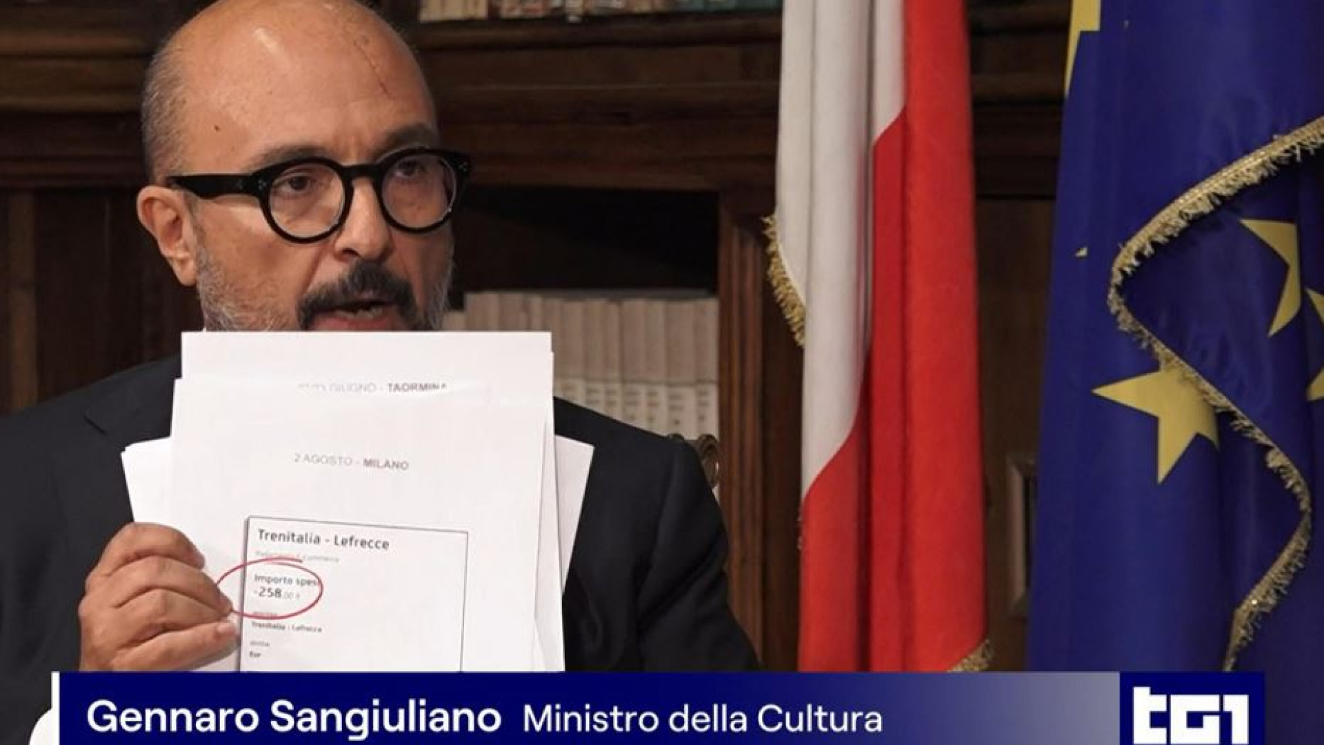 Immagine di Sangiuliano al Tg1: «Solo una relazione, Meloni ha detto no alle dimissioni»