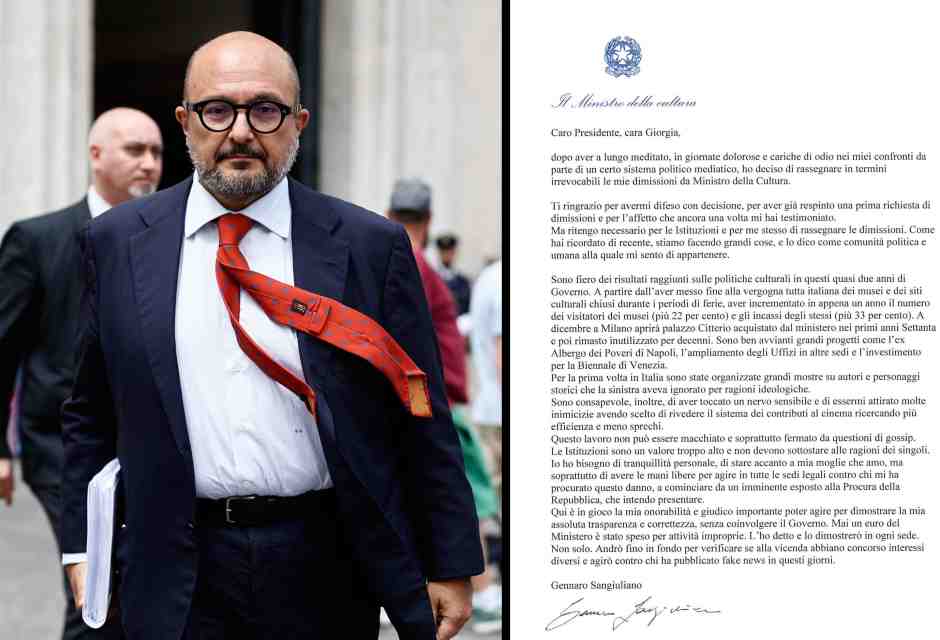 Sangiuliano si dimette: "È in gioco la mia onorabilità". Meloni: "Uomo onesto". Al suo posto Alessandro Giuli