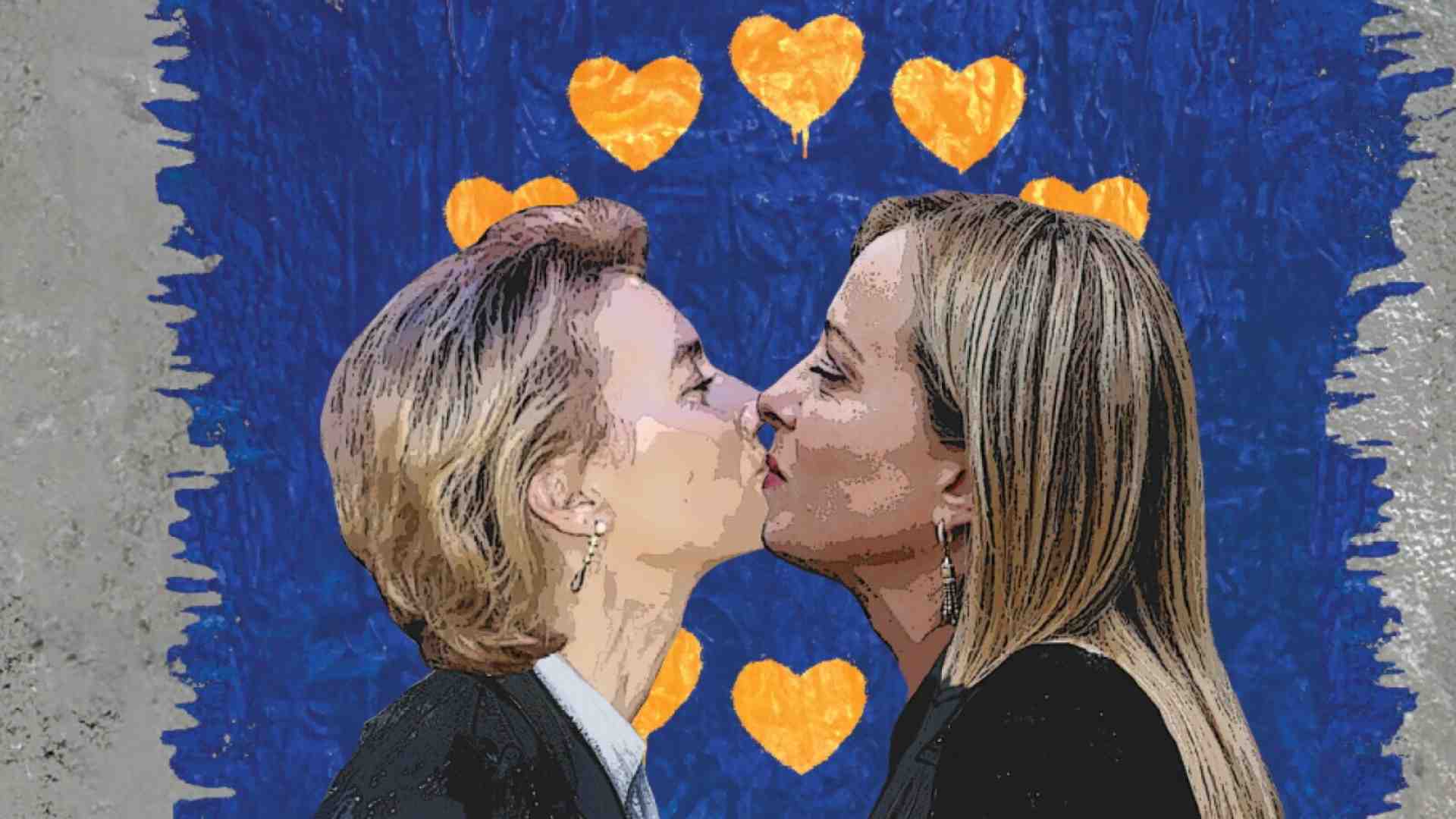 Immagine di Il bel bacio tra von der Leyen e Meloni