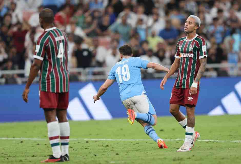 L'esultanza dei Julian Alvarez dopo aver segnato il gol del 4-0 del Manchester City contro il Fluminense (foto Epa, via Ansa)&nbsp;<br />