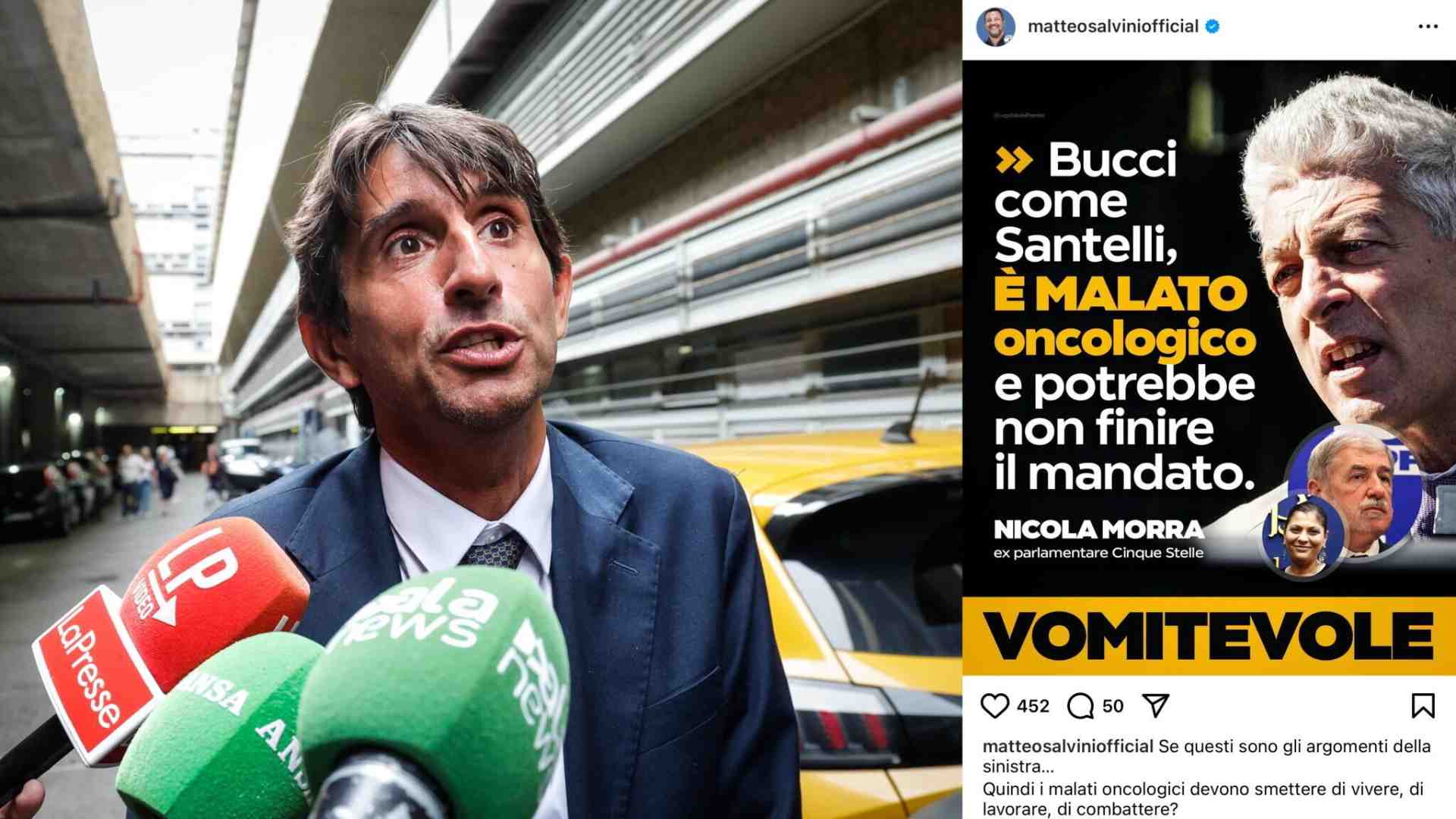 Immagine di Donzelli, Salvini e Orlando contro Morra dopo l'intervista al Foglio: "La malattia di Bucci resti fuori"